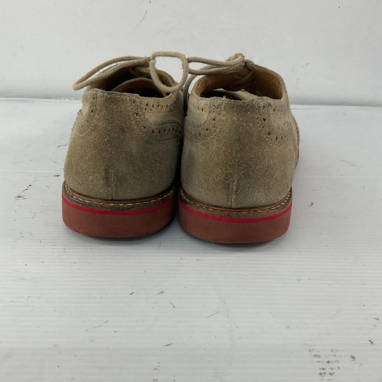 1901 Men's Brogue Dress Shoes Tan Suede Size 8.5 Preowned