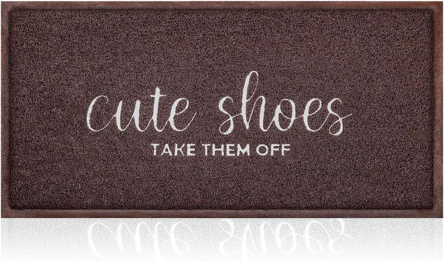 AOAOPQ Front Door Indoor Outdoor Entrance Doormat L;arge 18x47 inch Caffee Rubber Welcome Door Mat Cute Shoes Take Them Off Doormat Anti Slip Polystyrene Non Slip Natural Mat