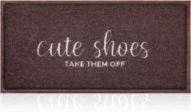 AOAOPQ Front Door Indoor Outdoor Entrance Doormat L;arge 18x47 inch Caffee Rubber Welcome Door Mat Cute Shoes Take Them Off Doormat Anti Slip Polystyrene Non Slip Natural Mat