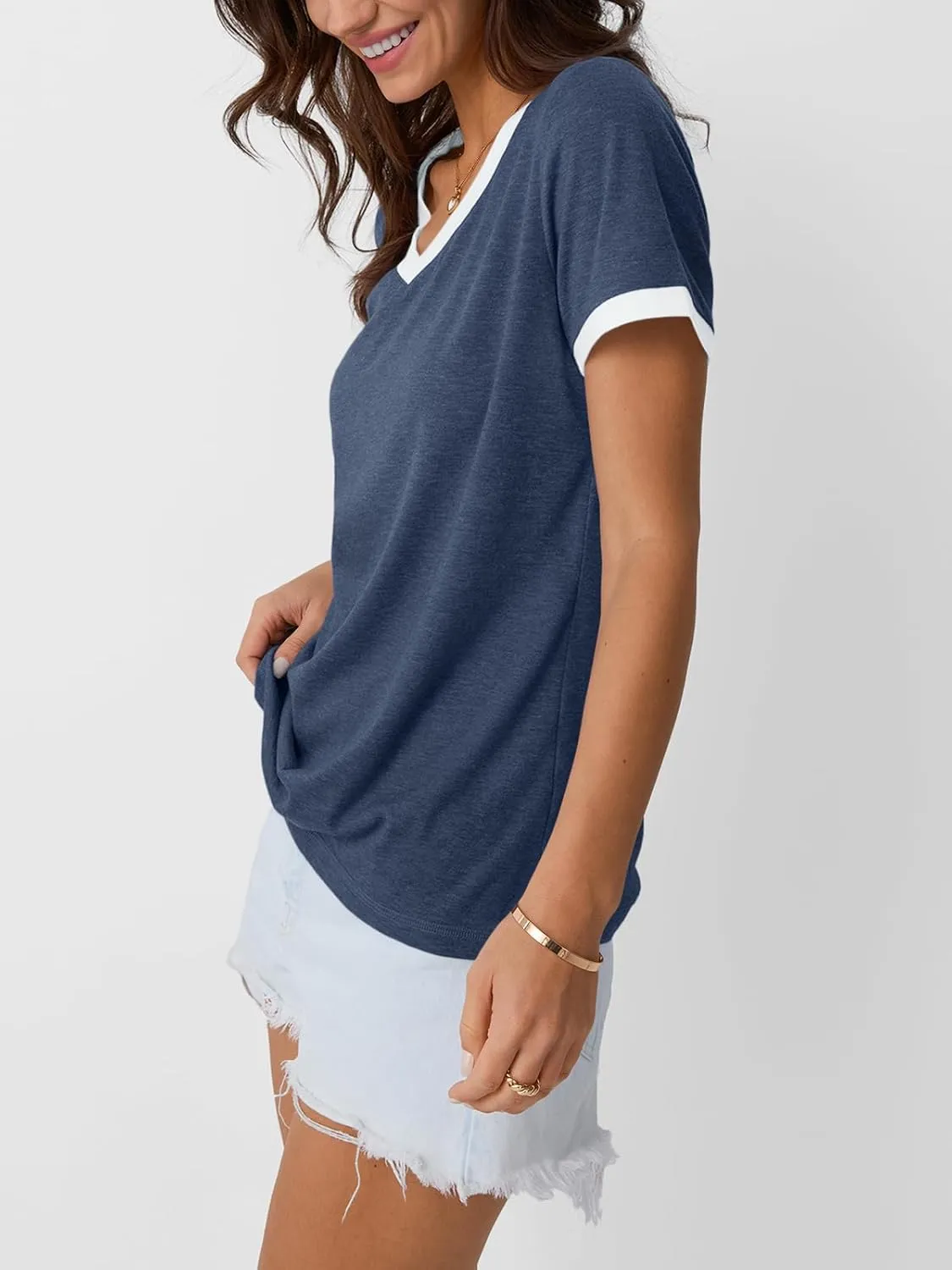 AUTOMET Womens Short Sleeve T-Shirts Summer Tops Casual Soft Tunic V Neck Basic Workout Clothes Spring Fashion Outfits 2025