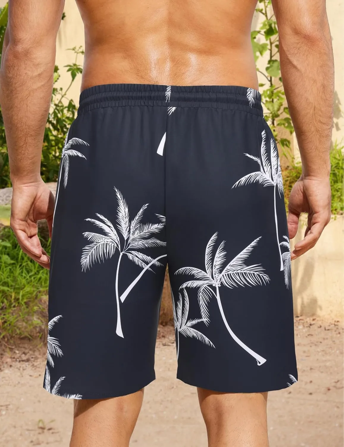 COOFANDY Men's Hawaiian Beach Shorts Elastic Waist Drawstring Lightweight Summer Casual Shorts with Pocket