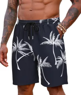COOFANDY Men's Hawaiian Beach Shorts Elastic Waist Drawstring Lightweight Summer Casual Shorts with Pocket