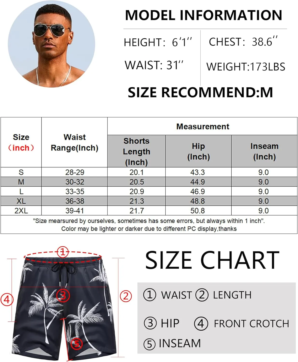 COOFANDY Men's Hawaiian Beach Shorts Elastic Waist Drawstring Lightweight Summer Casual Shorts with Pocket