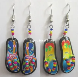 Earrings, Colorful Flip Flops, 1.25 inch, 24 to 100 pairs