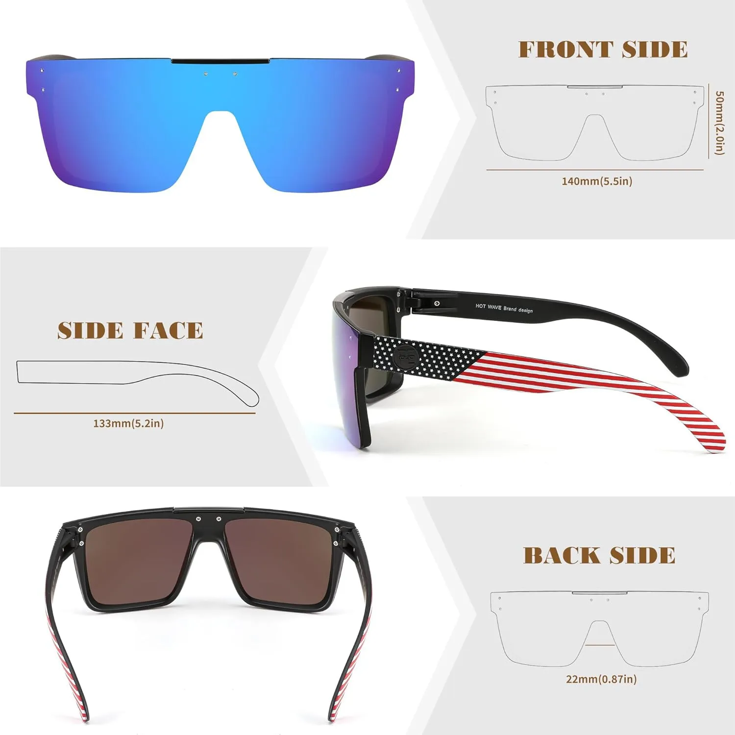FEISEDY Men Sunglasses Polarized Oversized Square Flat Top Cycling Running Fishing Golf Hiking Sports B2990