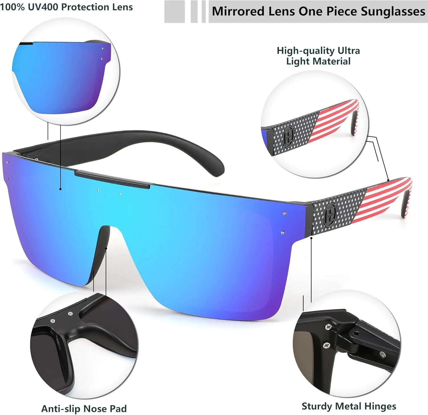 FEISEDY Men Sunglasses Polarized Oversized Square Flat Top Cycling Running Fishing Golf Hiking Sports B2990