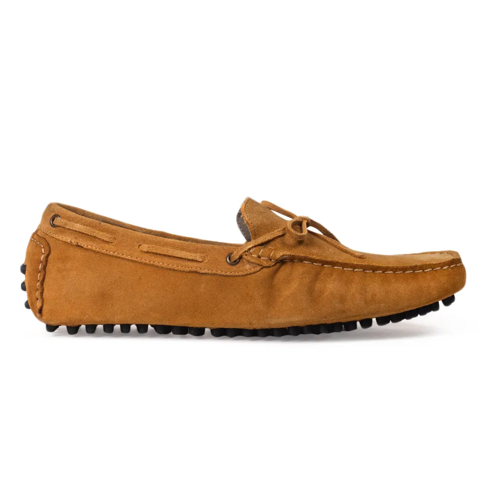 Gommino Suede Bow Loafers (Light Tan)