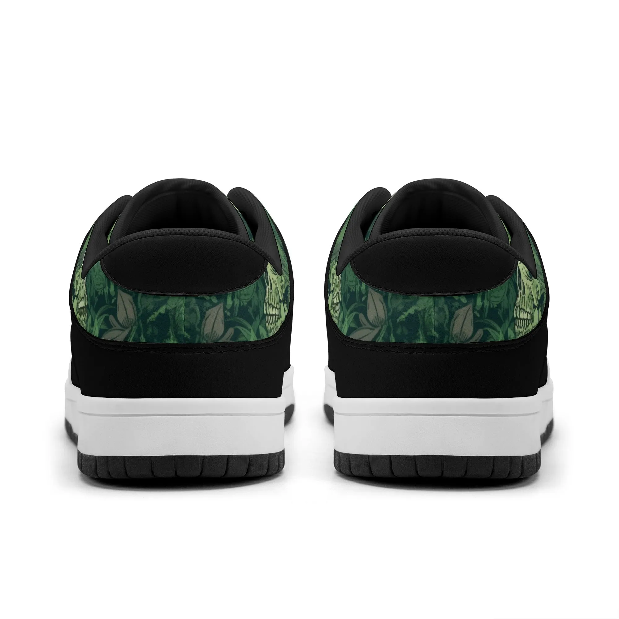 Green Skulls Dunk Low Top Leather Sneakers