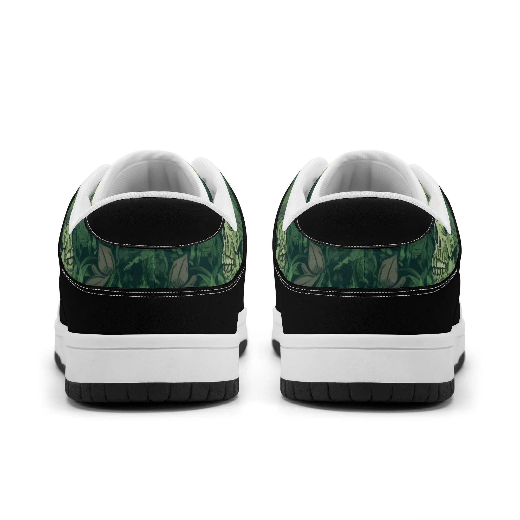 Green Skulls Dunk Low Top Leather Sneakers