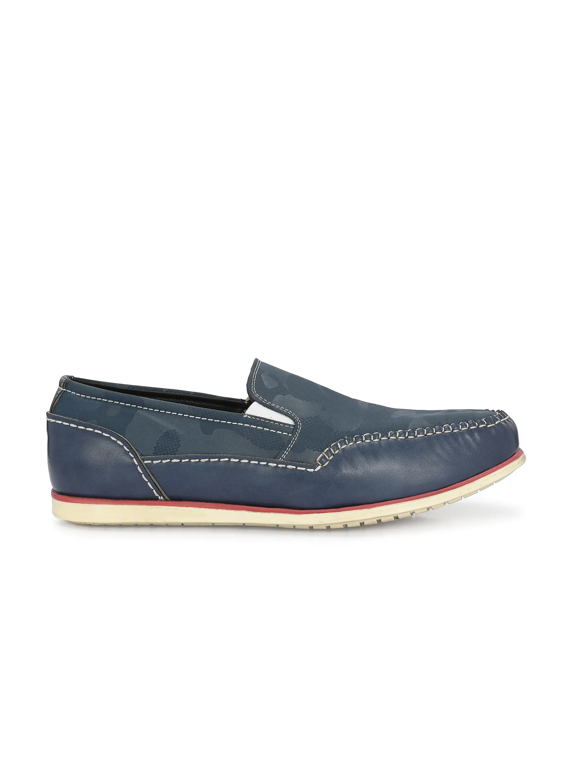 HITZ Men's Blue Leather Moccasins Boat Shoes - 6
