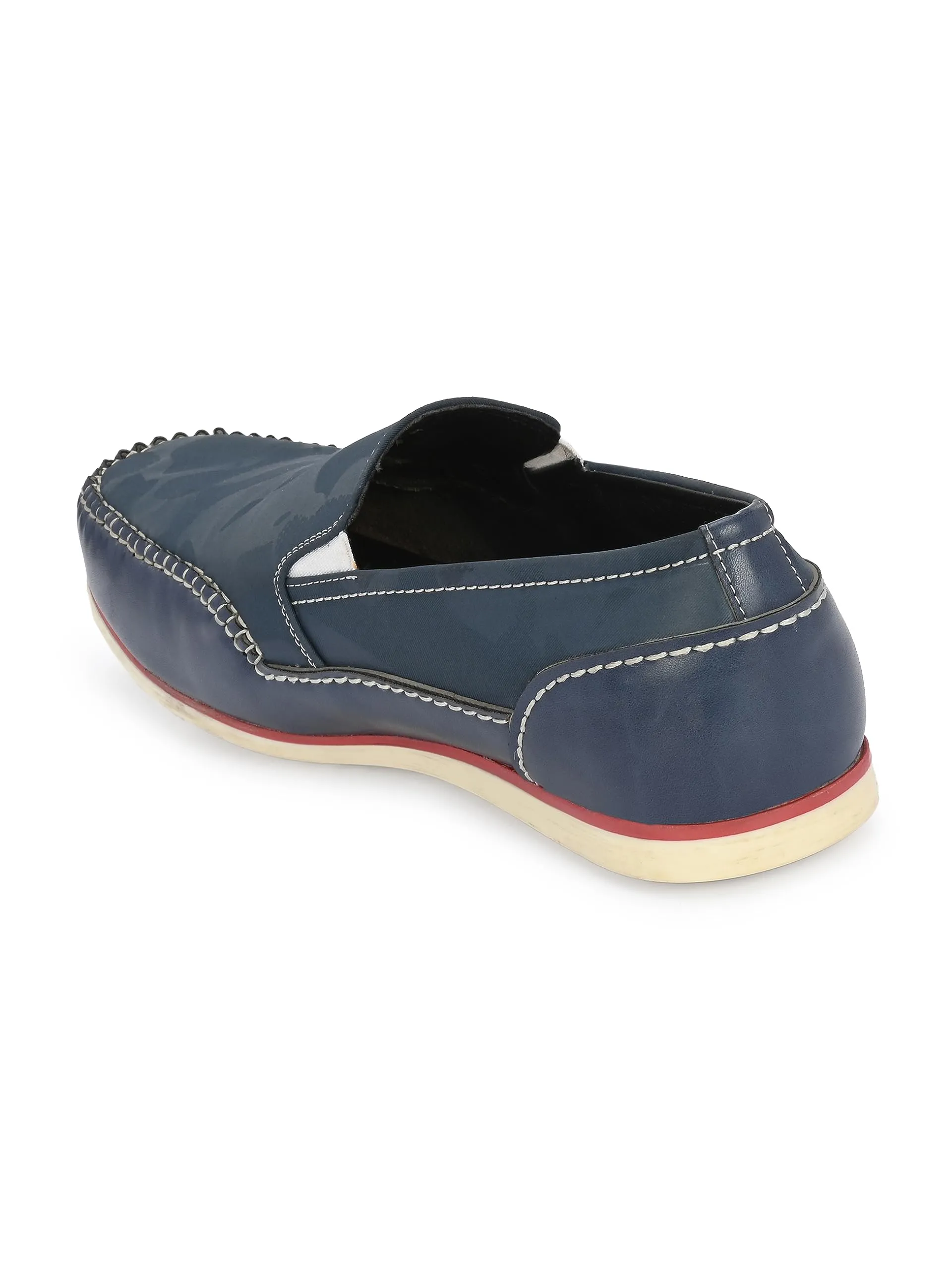 HITZ Men's Blue Leather Moccasins Boat Shoes - 6