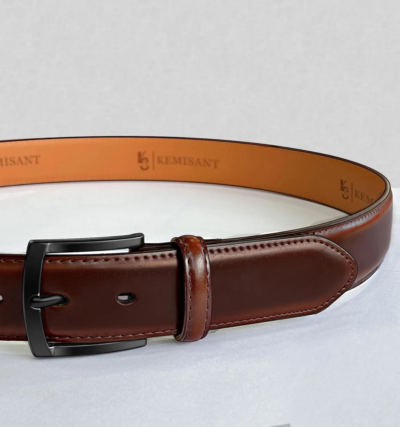 KEMISANT Men Belt-Genuine Leather Belt for Men Dress Casual Golf Jeans 1 3/8"