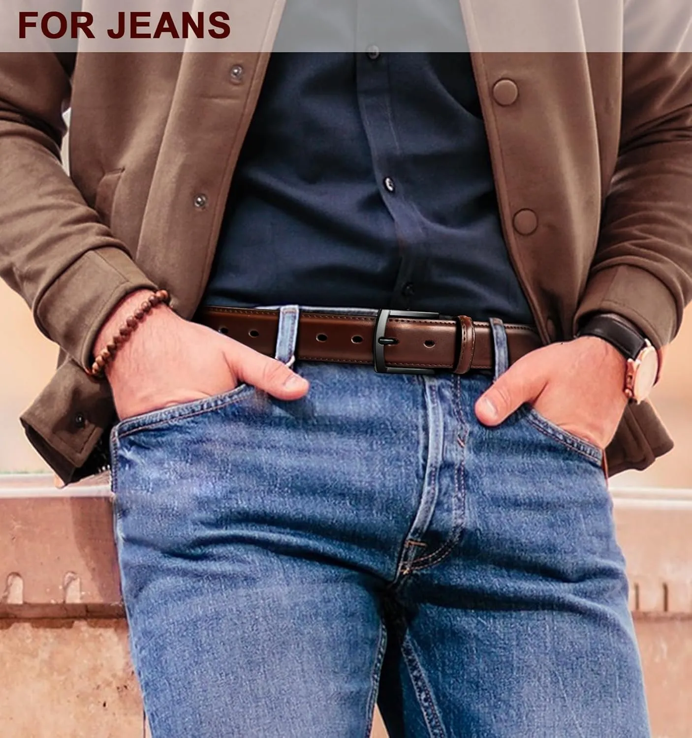 KEMISANT Men Belt-Genuine Leather Belt for Men Dress Casual Golf Jeans 1 3/8"