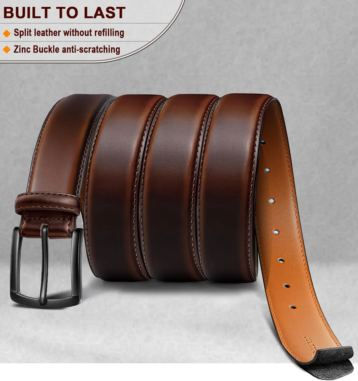 KEMISANT Men Belt-Genuine Leather Belt for Men Dress Casual Golf Jeans 1 3/8"