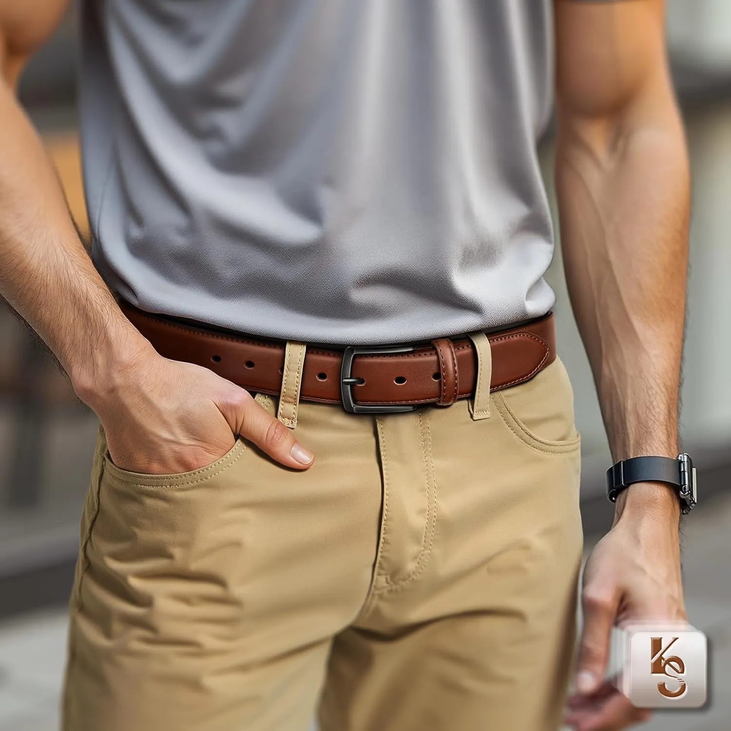 KEMISANT Men Belt-Genuine Leather Belt for Men Dress Casual Golf Jeans 1 3/8"
