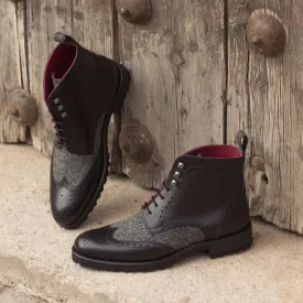 Ladies' Military Brogue-Painted Calf, Sartorial, Black, Grey-Wholesale