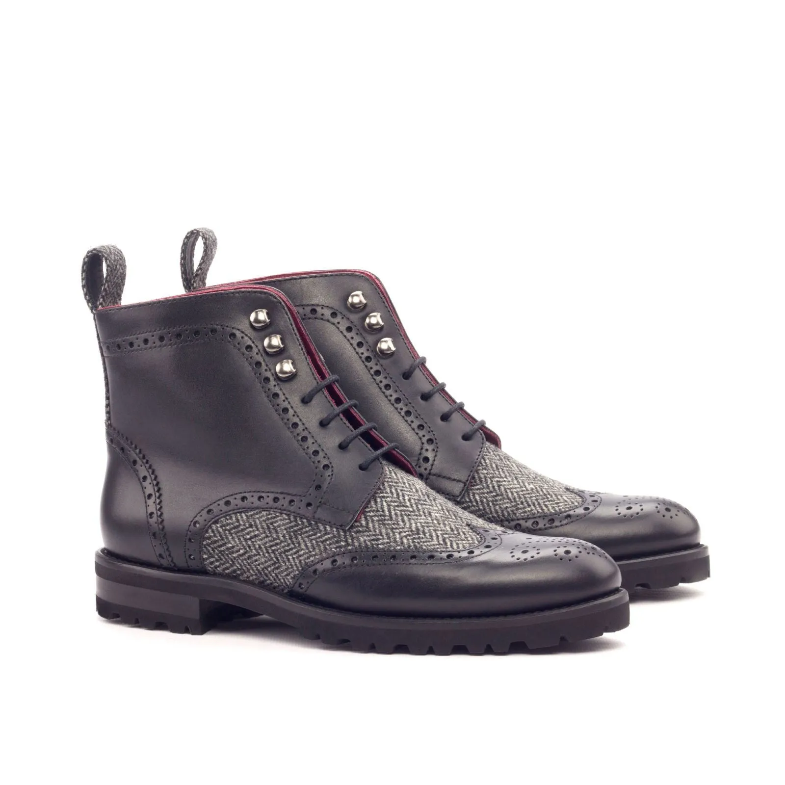 Ladies' Military Brogue-Painted Calf, Sartorial, Black, Grey-Wholesale
