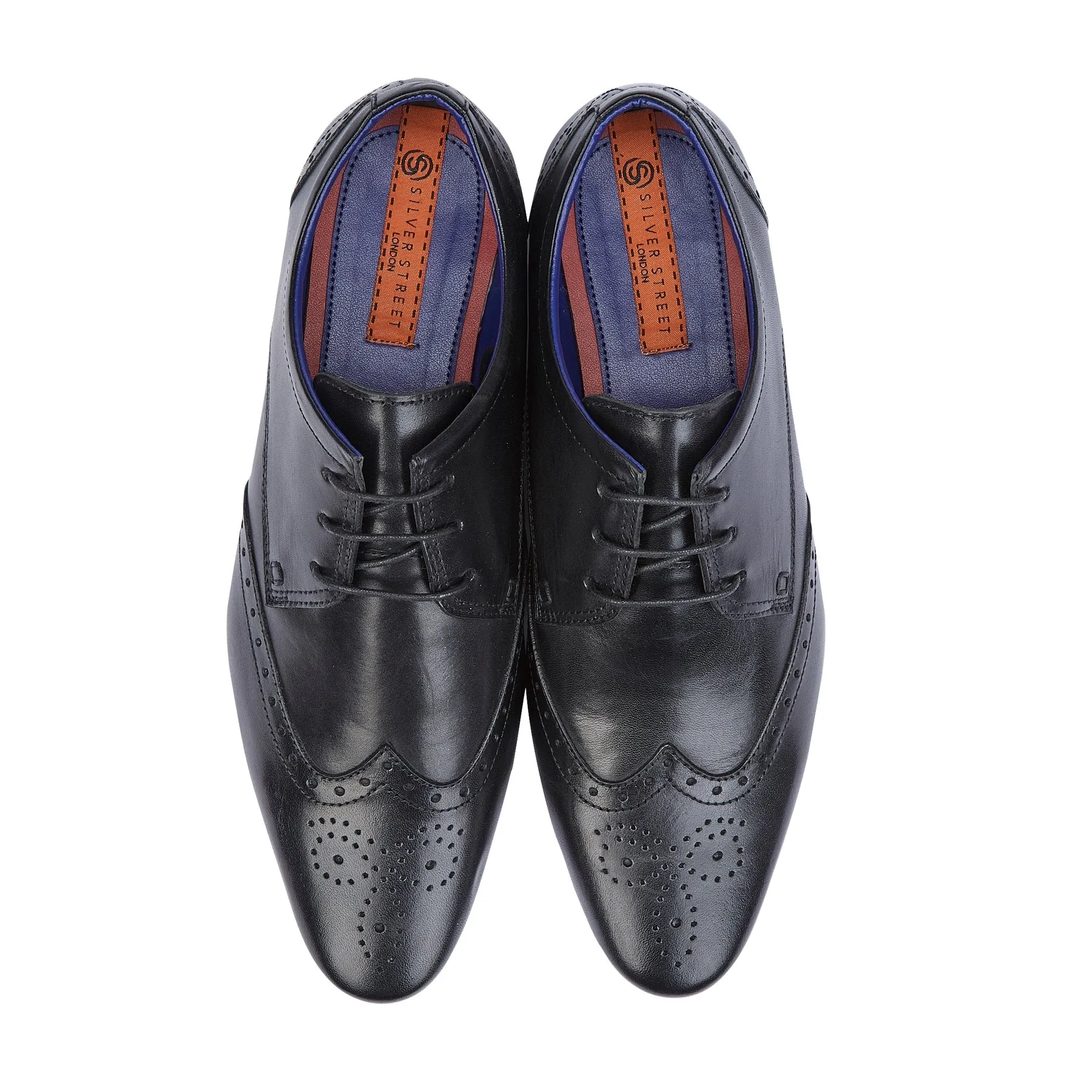 Leather Fleet Smart Formal Leather Brogue Shoe - Black