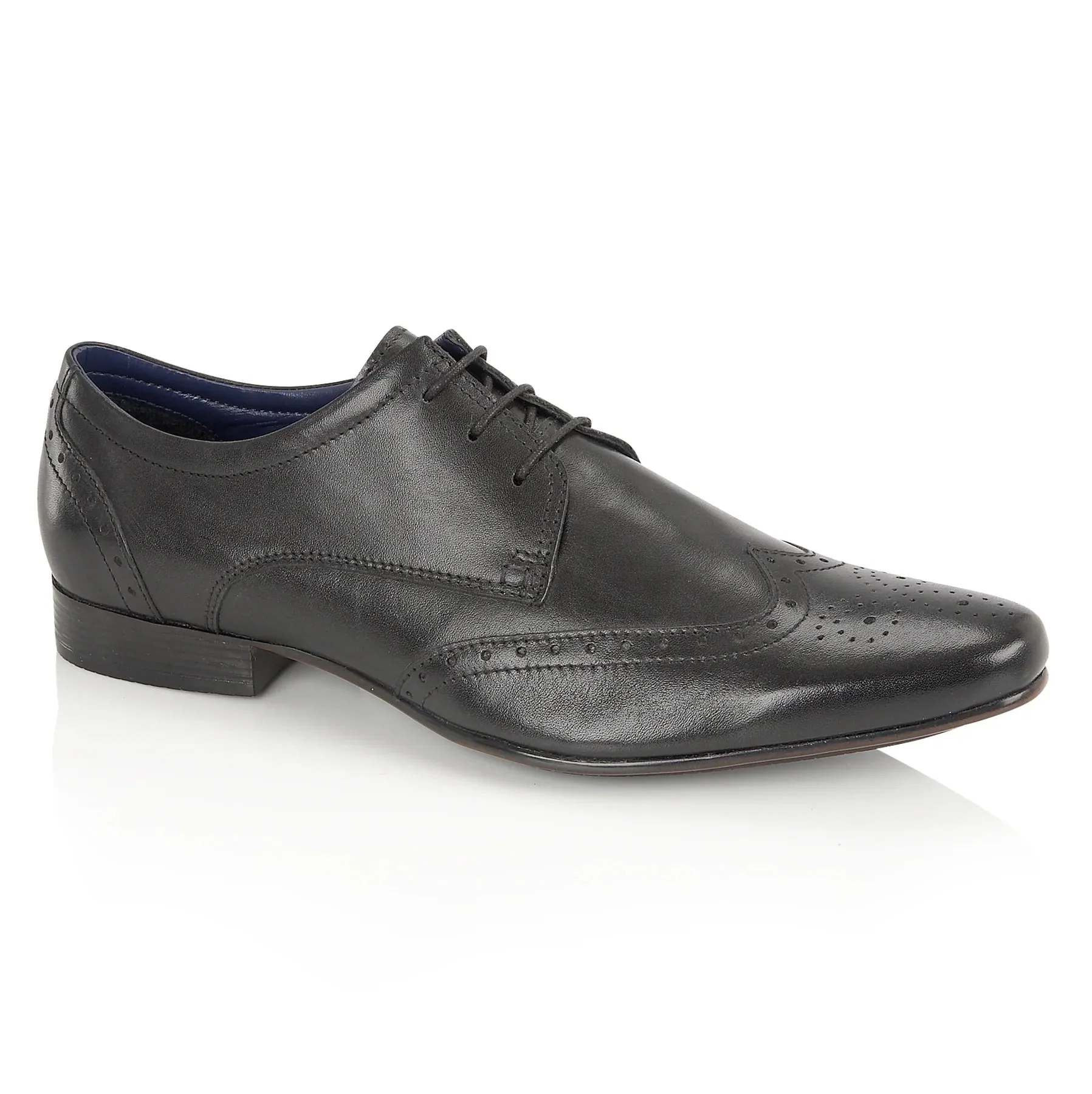 Leather Fleet Smart Formal Leather Brogue Shoe - Black