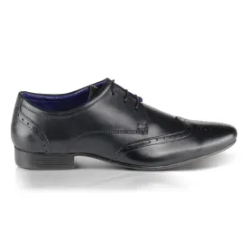 Leather Fleet Smart Formal Leather Brogue Shoe - Black