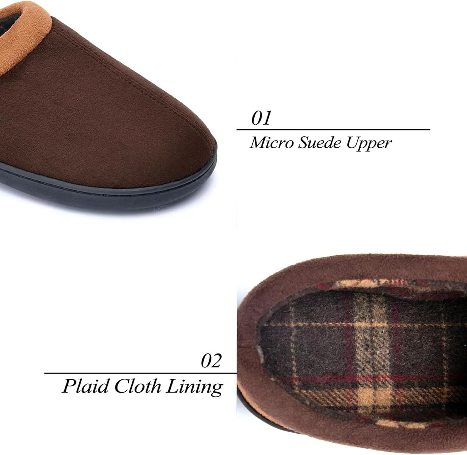 LORDFON Memory Foam Mens Slippers Slip-On Comfy House Slippers for Men Indoor Outdoor Non-Slip Warm Winter Men??s Bedroom Slippers Size