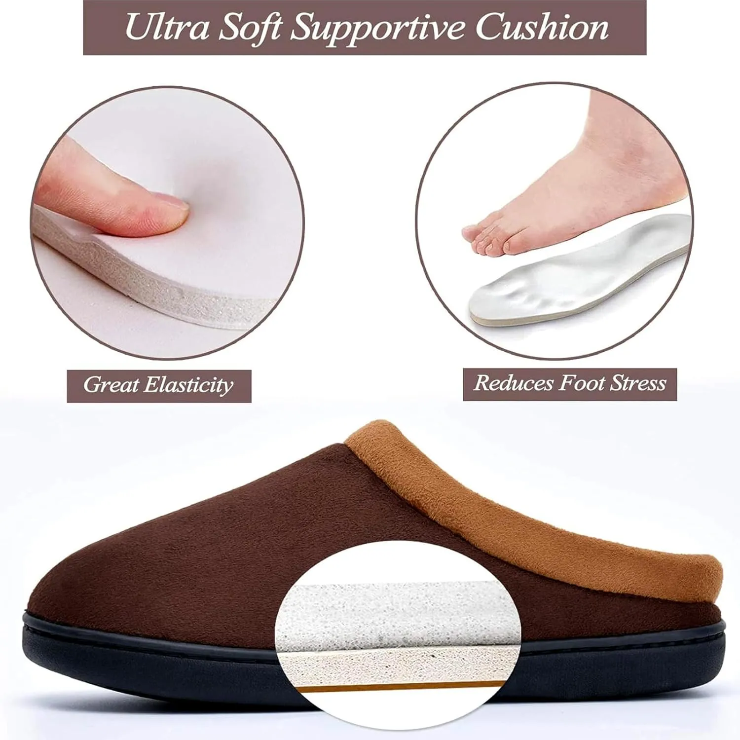 LORDFON Memory Foam Mens Slippers Slip-On Comfy House Slippers for Men Indoor Outdoor Non-Slip Warm Winter Men??s Bedroom Slippers Size