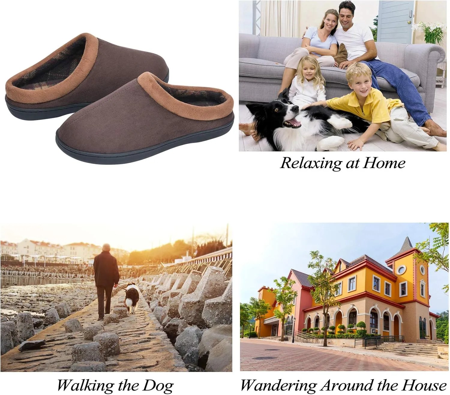 LORDFON Memory Foam Mens Slippers Slip-On Comfy House Slippers for Men Indoor Outdoor Non-Slip Warm Winter Men??s Bedroom Slippers Size