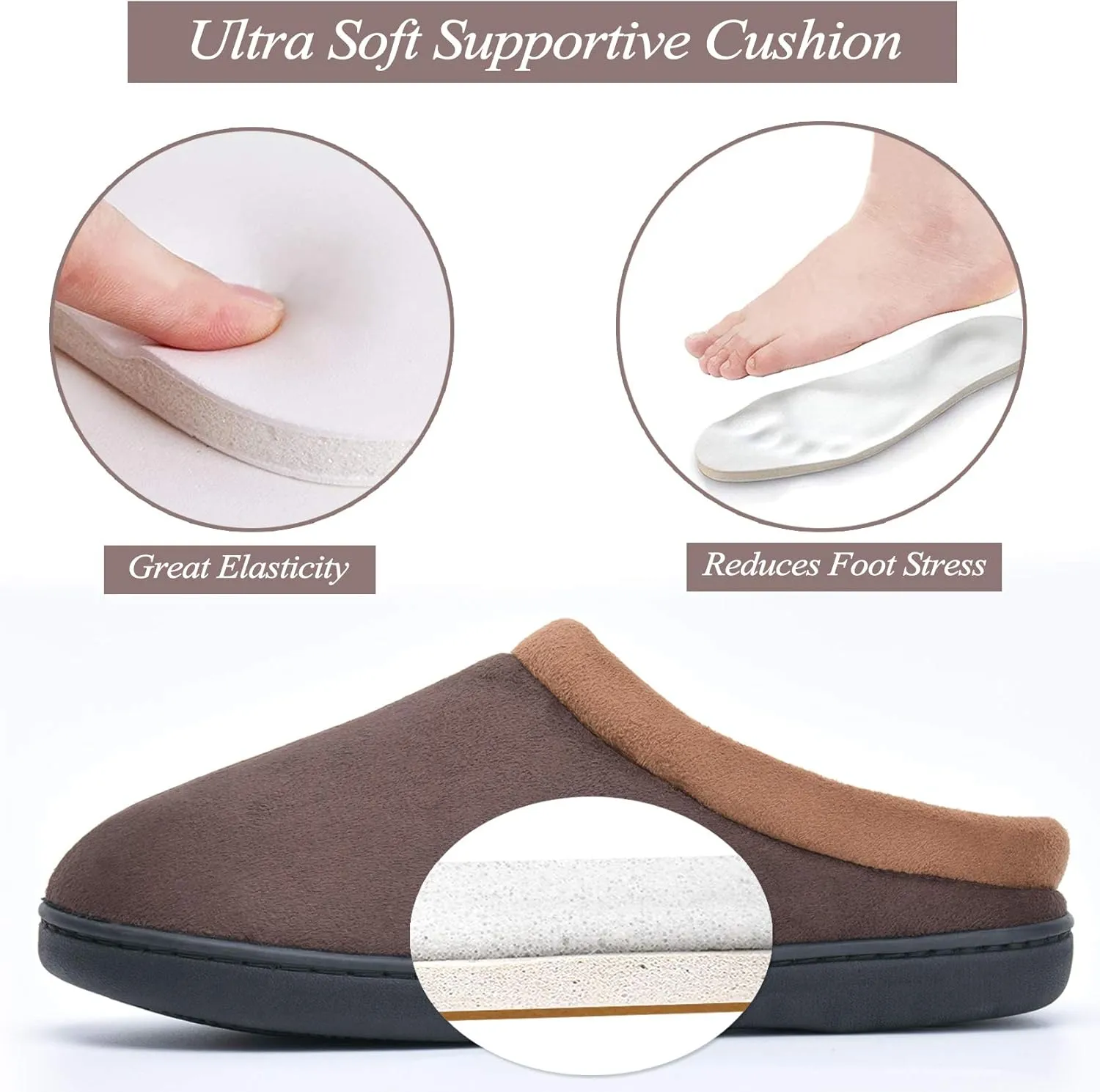 LORDFON Memory Foam Mens Slippers Slip-On Comfy House Slippers for Men Indoor Outdoor Non-Slip Warm Winter Men??s Bedroom Slippers Size