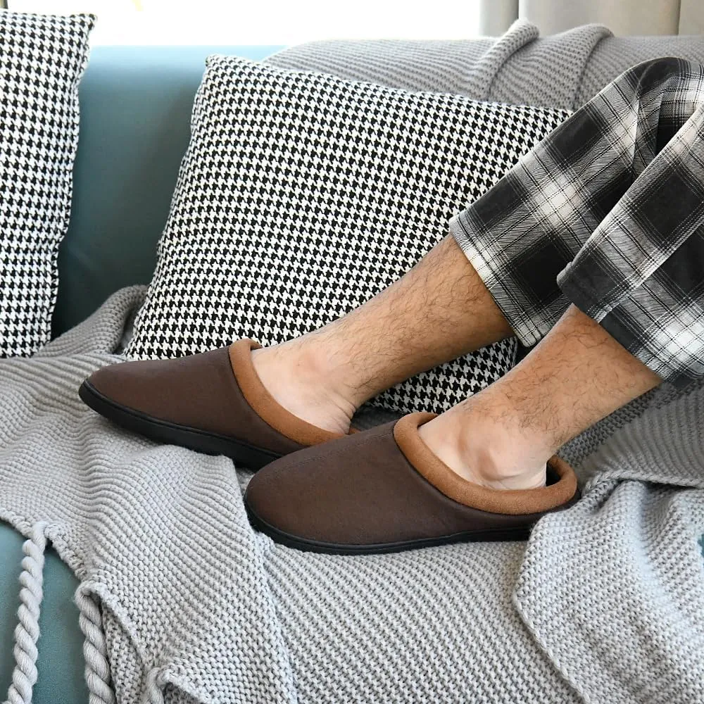 LORDFON Memory Foam Mens Slippers Slip-On Comfy House Slippers for Men Indoor Outdoor Non-Slip Warm Winter Men??s Bedroom Slippers Size