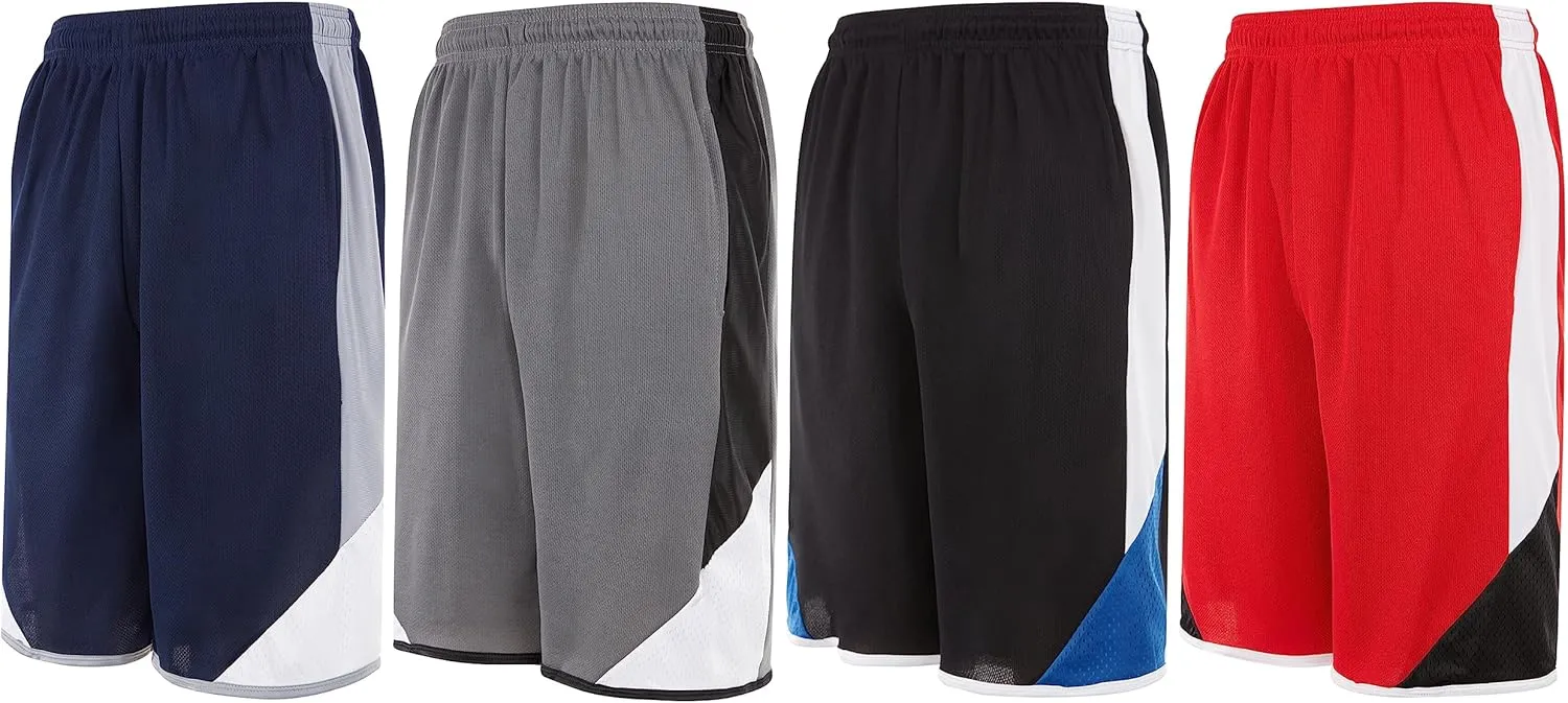 Mens Basketball Shorts with Pockets, Active Athletic Performance Gym Workout Shorts for Men Workout Shorts, 4 Pack