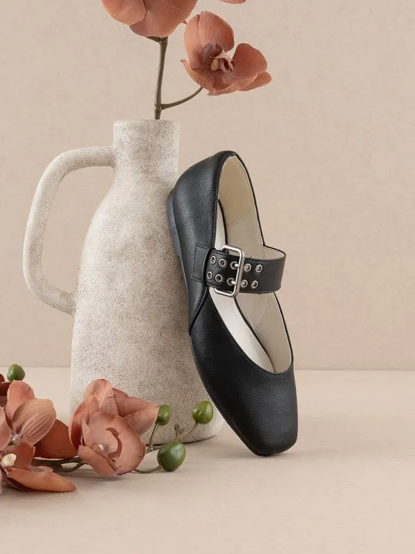 NEWEST ARRIVAL Black Buckle Ballet Flats