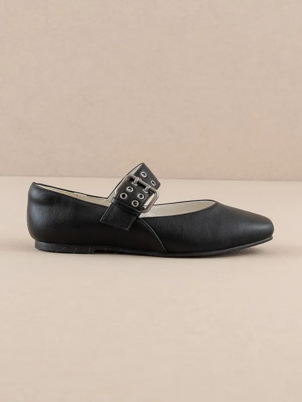 NEWEST ARRIVAL Black Buckle Ballet Flats