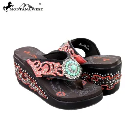SEH05-S096 Montana West Boot Scroll Platform Flip-Flops Collection By Pair