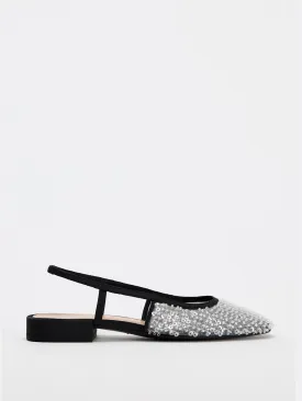 Sequinned slingback shoes