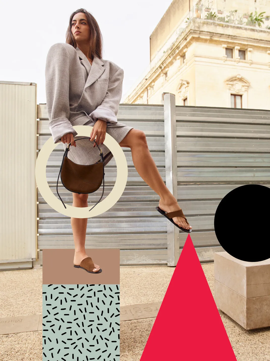 Silea Cannella/Black Suede/Leather Mini hobo bag