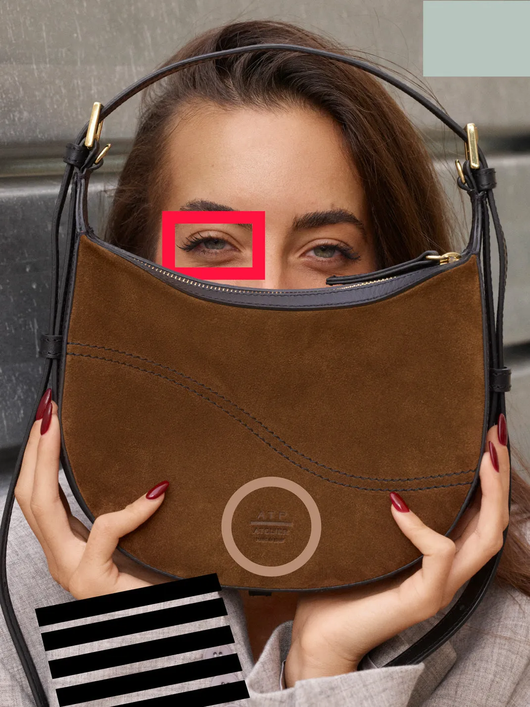 Silea Cannella/Black Suede/Leather Mini hobo bag