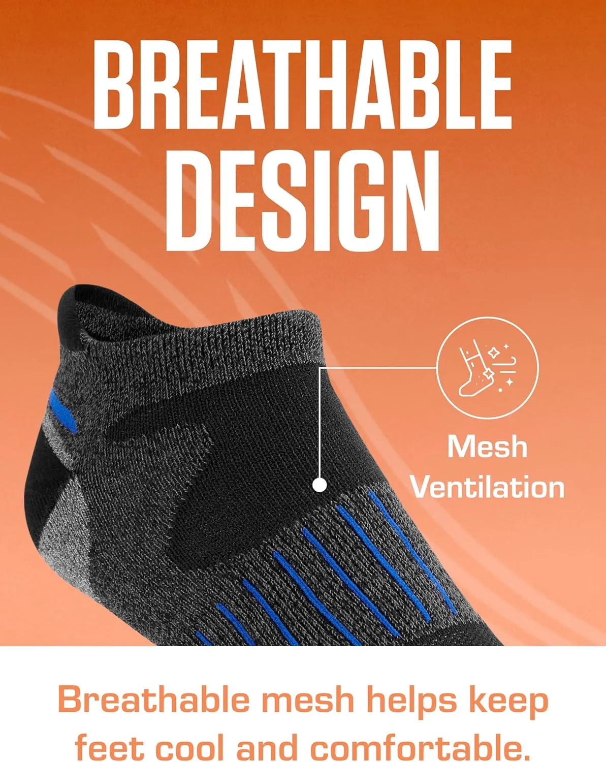 Sof Sole Men's Bamboo Cushioned Performance No-Show Athletic Sock