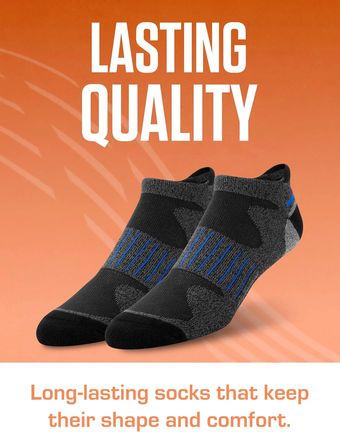 Sof Sole Men's Bamboo Cushioned Performance No-Show Athletic Sock