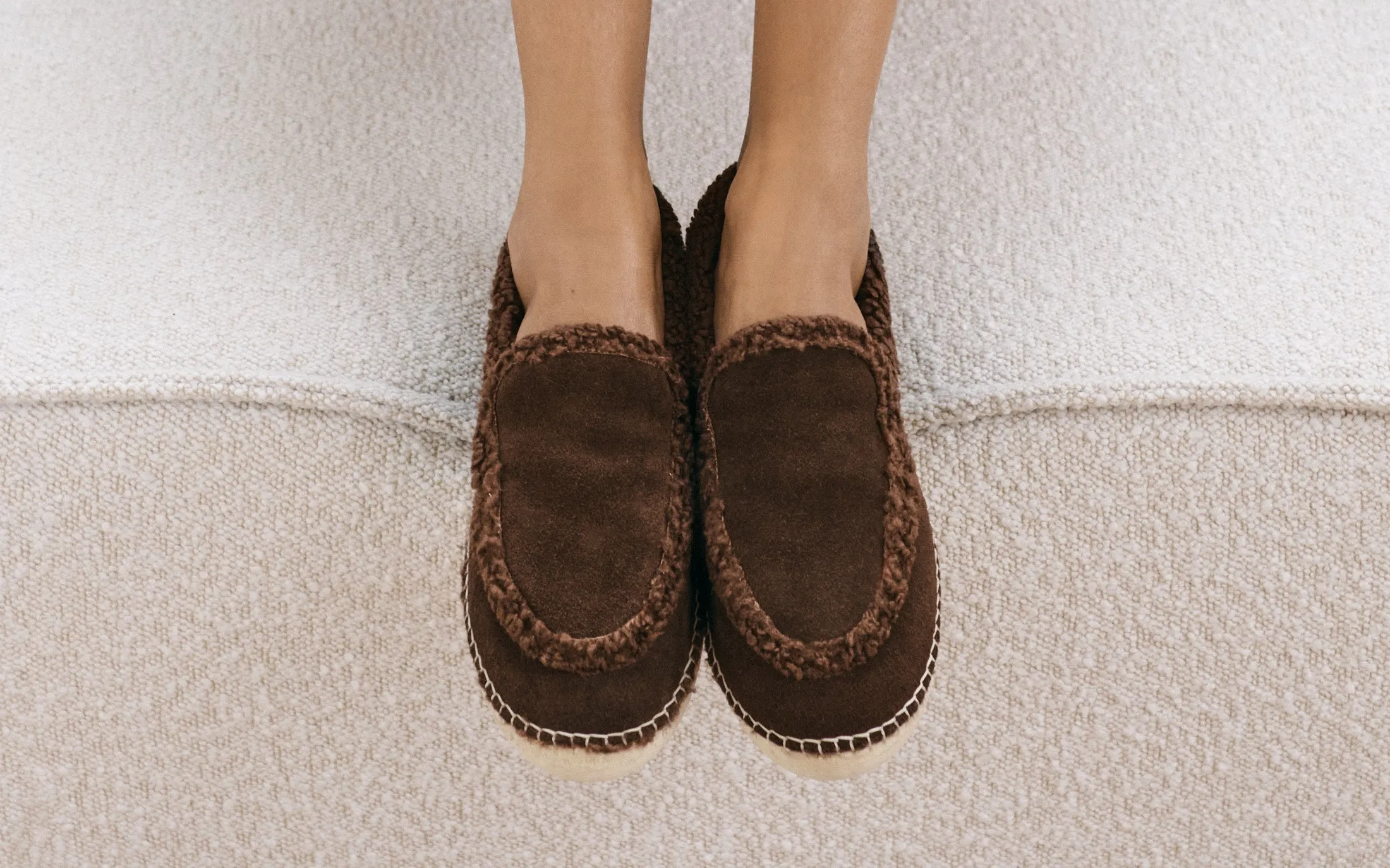 Suede Loafers Espadrilles With Faux Fur - R57LZ - Cortina Cocoa