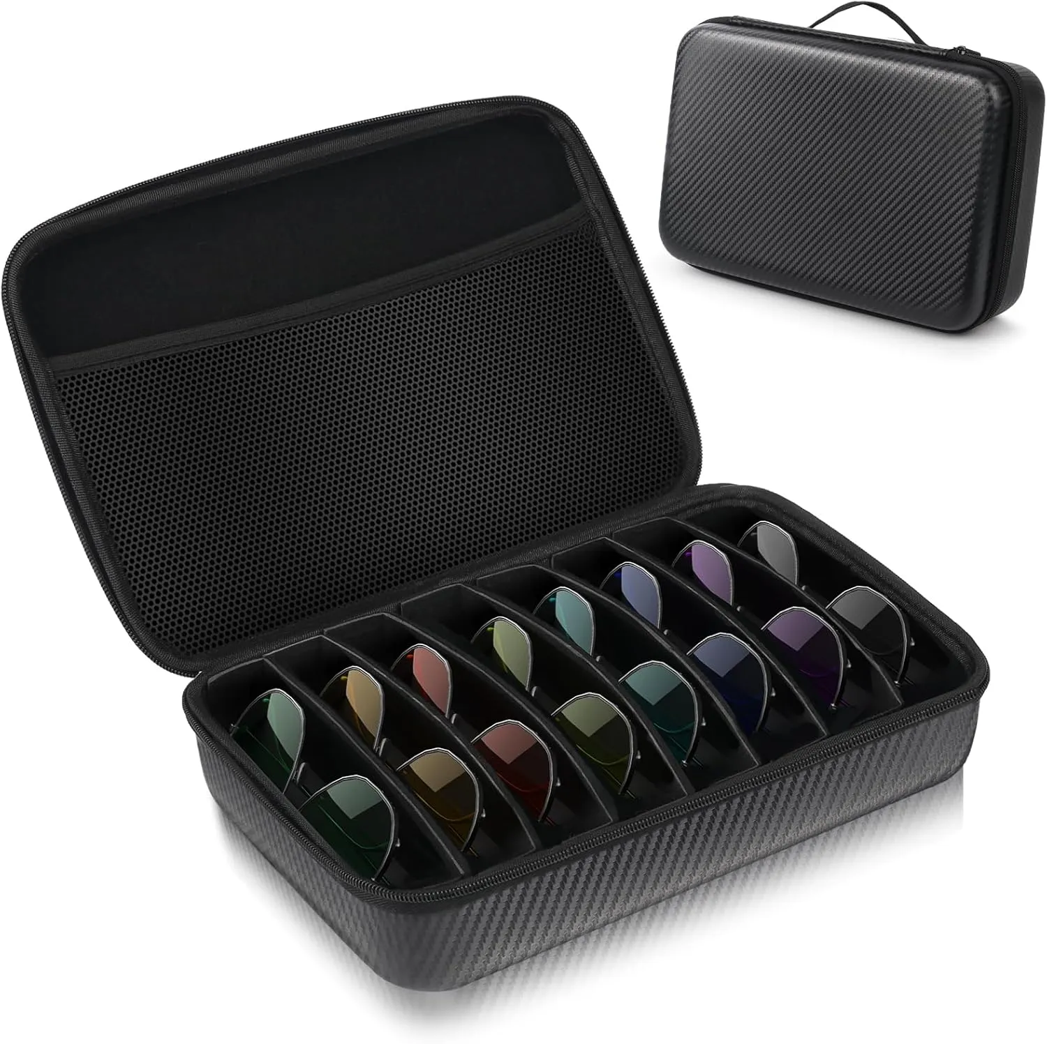 Travel Sunglasses Organizer?,? Hard Shell? Sunglass Case Adjustable Slots for Multiple ?Sunglass Eyeglass Case