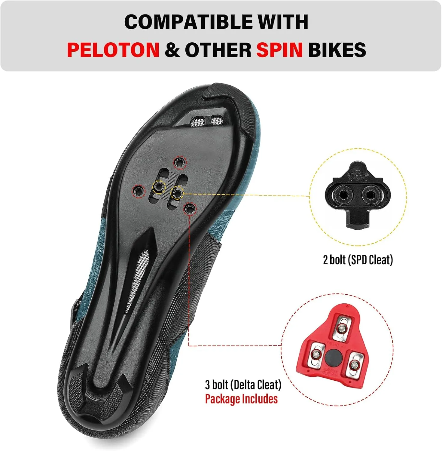 Unisex Cycling Shoes Compatible with Peloton Bike & SPD Indoor Road Riding Biking Bike Shoes with Delta Cleats Included for Men Women