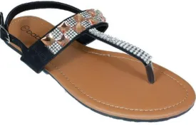 women's jewel plated sandal (black) Case of 18